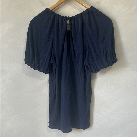 Banana Republic 100% silk navy blue peasant top size medium - Picture 5 of 7